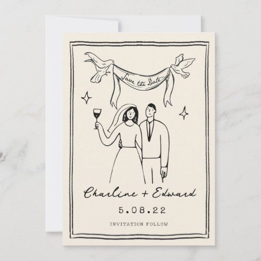 Save The Date Écriture manuscrite funky dessinée à la main Enreg (Devant)