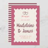 Save The Date Écriture manuscrite Mariage rouge gras rétro (Devant / Derrière)