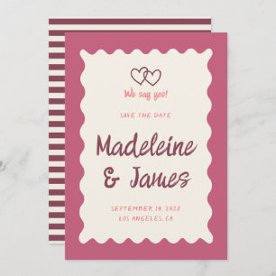Save The Date Écriture manuscrite Mariage rouge gras rétro