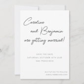 Save The Date Écriture manuscrite moderne Mariage blanc noir (Devant)