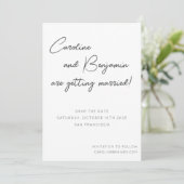 Save The Date Écriture manuscrite moderne Mariage blanc noir (Debout devant)