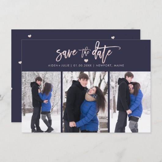 Save The Date Écriture manuscrite moderne rose blush PixDezines (Devant / Derrière)