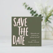 Save The Date Écriture manuscrite moderne rose olive vert Mariag (Debout devant)