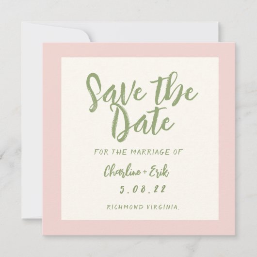 Save The Date Écriture manuscrite pastel Rétro Mariage Économise (Devant)