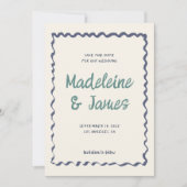Save The Date Écriture manuscrite Pastel Wavy Frame Retro Mariag (Devant)