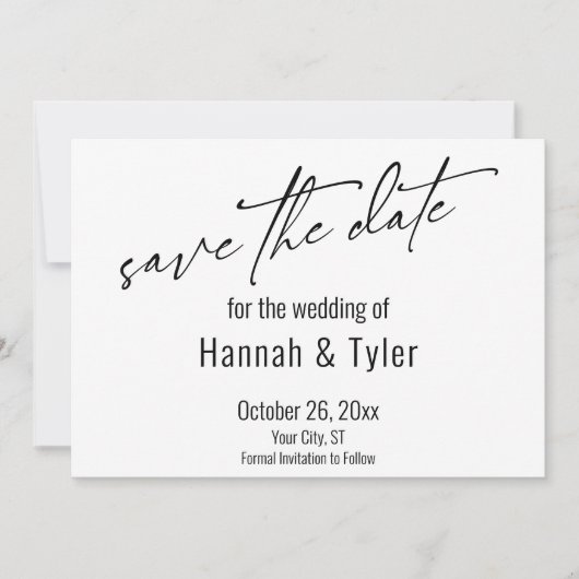 Save The Date Écriture manuscrite simple et élégante Typographie (Devant)