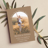 Save The Date écriture moderne boho arch photo brune terre cuite