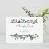 Save The Date Écriture moderne de verdure d'eucalyptus (Debout devant)