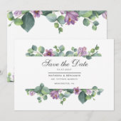 Save The Date Écriture moderne de verdure d'eucalyptus (Devant / Derrière)
