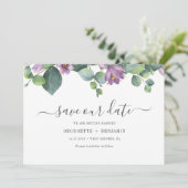 Save The Date Écriture moderne de verdure d'eucalyptus (Debout devant)