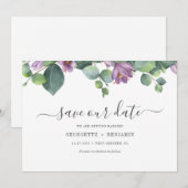 Save The Date Écriture moderne de verdure d'eucalyptus (Devant / Derrière)
