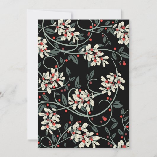 Save The Date Écriture Moderne Noire Fleurs Blanches d'Hiver (Dos)