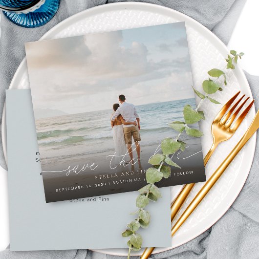 Save The Date Écriture Moderne Photo Mariage Enregistrer La Date