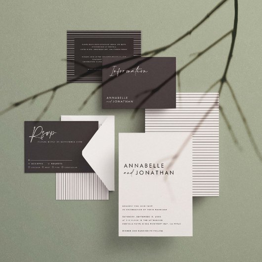 Save The Date Écriture noire crème moderne minimaliste contempor