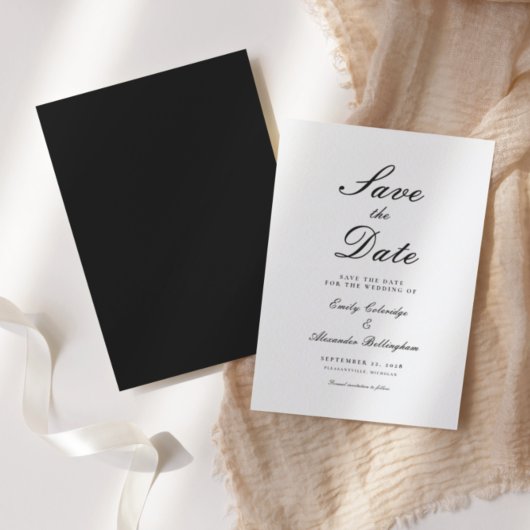 Save The Date Écriture Ornée Noir Blanc Formel Enregistrer La Da