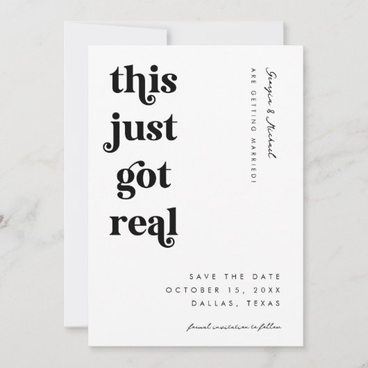 Save The Date Écriture Rétro Ce Mariage Devient Drôle Gras (Devant)