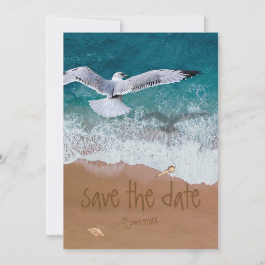 Save The Date Écriture 🌊 sable 🐚 plage Enregistrer la date (Dos)