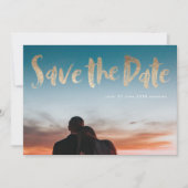 Save The Date Écrivez en Blanc Feuille d'Or Script Enregistrer l (Devant)