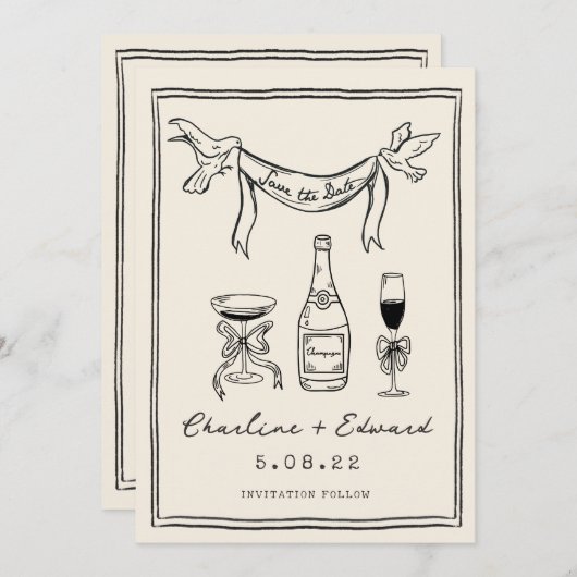 Save The Date Écrriture funky dessinée à la main Enregistrez la  (Devant / Derrière)