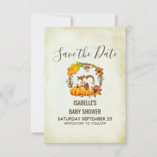 Save The Date Écureuil et Citrouille rustique Wreath STD