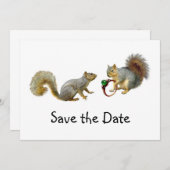 Save The Date Écureuils avec anneau Enregistrer la date (Devant / Derrière)