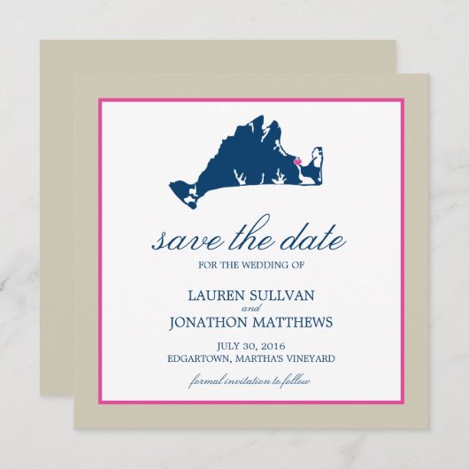 Save The Date Edgartown Martha's Vineyard Wedding Enregistrer la (Devant / Derrière)