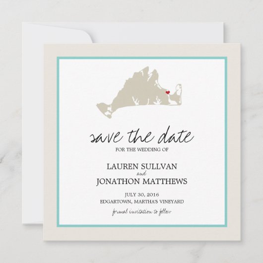 Save The Date Edgartown Martha's Vineyard Wedding Enregistrer la (Devant)