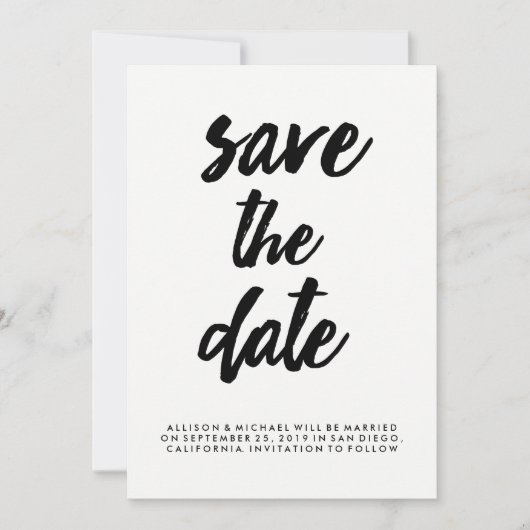 Save The Date Edgy Black Typographie Enregistrer la date | Photo (Devant)