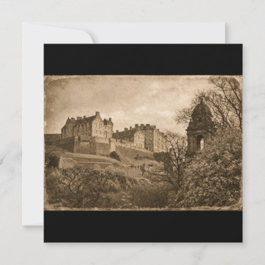 Save The Date Edinburgh Castle Sepia Photograph (Devant)