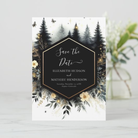 Save The Date Editable Classic Enchanted Forest Mariage (Debout devant)