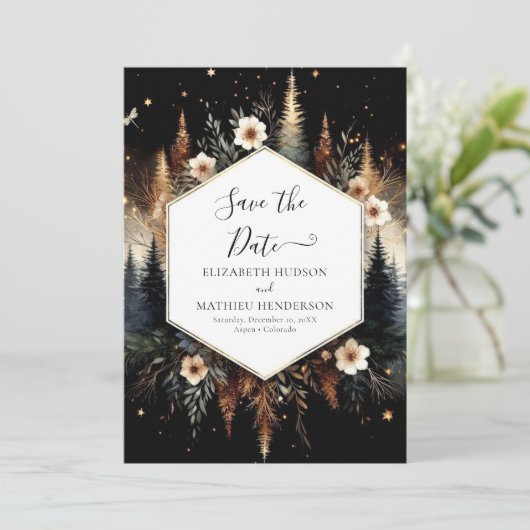Save The Date Editable Classic Enchanted Forest Mariage (Debout devant)