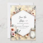 Save The Date Editable Romance Mason Jar Mariage (Devant)