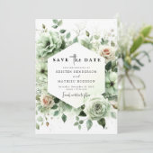 Save The Date Editable Russe Romance Sage Green Mariage (Debout devant)