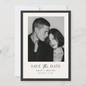 Save The Date Editorial Minimalist Black White Typography Photo (Devant)