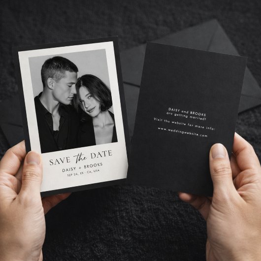 Save The Date Editorial Minimalist Black White Typography Photo