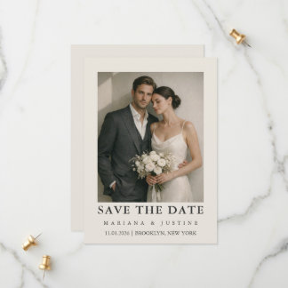 Save The Date Éditorial Minimaliste Photo de Mariage d'Hiver | I