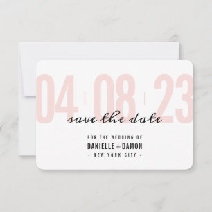 SAVE THE DATE eenvoudig blok modern blush roze zwa RSVP Kaartje
