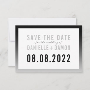 SAVE THE DATE eenvoudig bloktype modern zwart ombr RSVP Kaartje