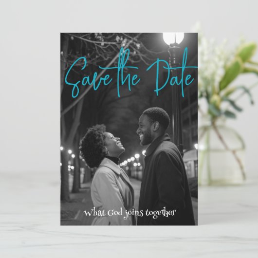 Save the date | Eenvoudig minimalistisch zwart-wit (Staand voorkant)