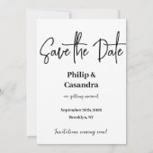 Save the date | Eenvoudig minimalistisch zwart-wit (Achterkant)