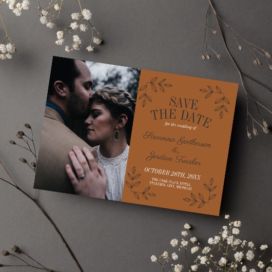 Save The Date Eerie Automne Halloween Noir Terracotta gothique