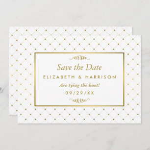 Save The Date Effet Foil Blanc & Or Moderne Enregistrer La Date