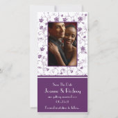 Save The Date Eggplant Purple and White Photo Enregistrer la dat (Devant)