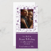 Save The Date Eggplant Purple and White Photo Enregistrer la dat (Devant / Derrière)