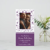 Save The Date Eggplant Purple and White Photo Enregistrer la dat (Debout devant)