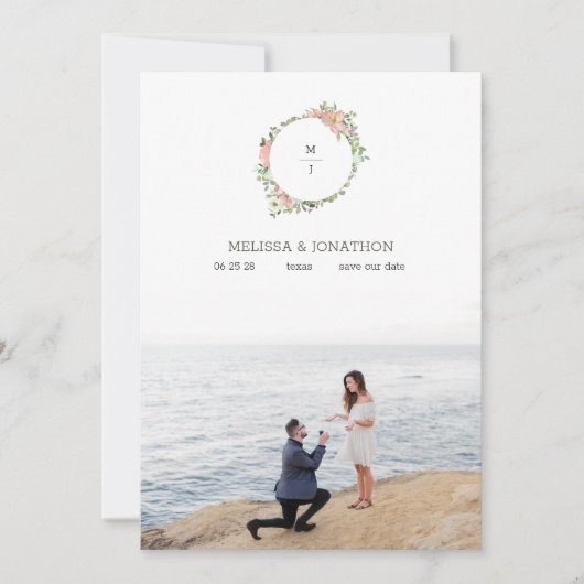 Save The Date Eggshell et Blush Floral Image Enregistrer la date (Devant)