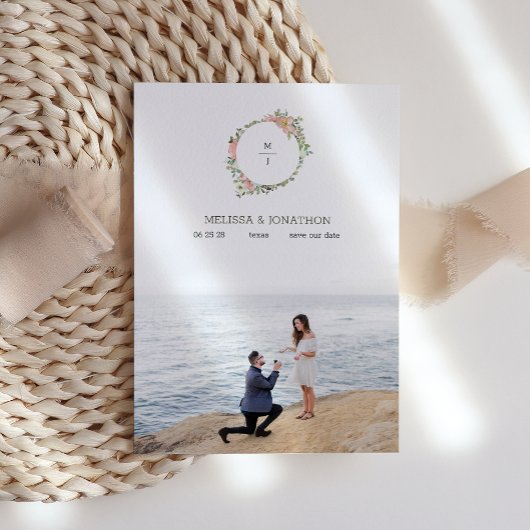 Save The Date Eggshell et Blush Floral Image Enregistrer la date