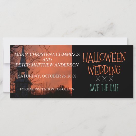 Save The Date Église éffrayante Mariage d'Halloween Enregistrer  (Devant)