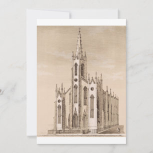 Save The Date Église Saint-Nicolas de New York croquis vintage