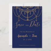Save The Date Electric Blue Texturé Design Mariage Traditionnel (Devant)